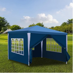 Gazebo, Waterproof, 3 x 3 m Garden Gazebo, Robust, with 4 Side Panels and Windows, Garden Tent, Party Tent, UV Protection, for a Garden Wedding, Picnic, Blue