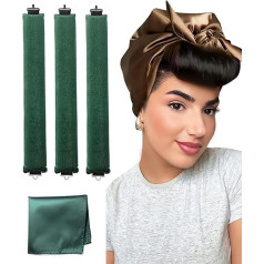 YOSHUYUKI Hair Rollers Velvet Overnight No Heat Satin Heat Free Curling Irons Foam Sponge Curlers for Short Long Hair for Sleeping in Grooming Styling Tools Green