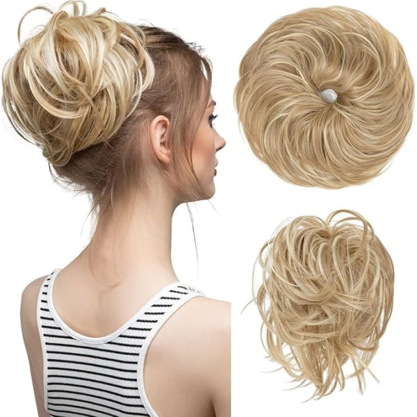 HIHELO Synthetic Hair Bun with Elastic Band Messy Knot Wig Hair Bun Curly Hair Bun Donut Hair Bobbles Women Hair Bun (Size : Talla nica, Color : Dirty Blonde)