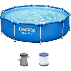 Bestway Steel Pro Frame Pool Set with Filter Pump Diameter 305 x 76 cm, Blue, Round
