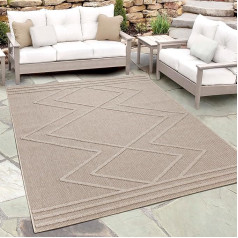Outdoor Rug Weatherproof 140 x 200 cm Beige Sisal Look Balcony Rug Waterproof, Washable and Flat Weave - Patio and Garden Rug for Outdoor, Camping and Kitchen