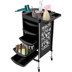 Hairdressing Trolley 5 Drawers Salon Trolley Hairdressing Work Trolley Trolley Serving Trolley with Expandable Tray for Beauty Salon, Black