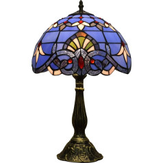 Tiffany Lamp, Stained Glass Lamp, Blue Baroque Bedroom Table Lamp, Reading Table Lamp for Bedside Table, Living Room, Office, Dormitory, Dining Room, Housewarming Gift, 12 x 12 x 18 in