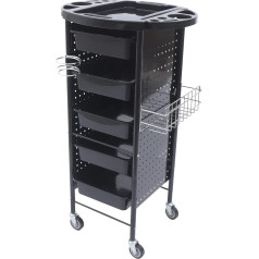Trolley Hairdressing Trolley Work Trolley Stackboy Work Box Black Rolling Shelf Salon Trolley for Hairdresser Shop Beauty Salon with 5 Drawers Hair Dryer Holder and 4 Wheels 95 x 53 x 44 cm
