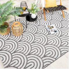 FRAAI Indoor & Outdoor Rug – Summer Arch Grey 200 x 290 cm – Weatherproof – Polypropylene – Flat Weave – Living Room, Dining Room, Balcony, Garden/Patio, Hallway - Patio - Carpet
