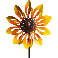 Wind Chime - Yard Garden Wind Spinner with Solar Lights, Lawn Yard Art Garden Decor - Dual Direction Kinetic Metal Copper Bronze Wind Chime