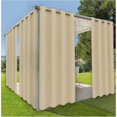 Waterproof Outdoor Curtains, Garden, Patio, Gazebo, Sun Protection, Blackout Curtains, Windproof, Thermally Insulated Grockle Curtains for Porch, Cabana, Pergola, Yard, 1 Piece, 320 x 213 cm (W x H)