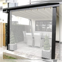 AMDHZ Transparent Plastic Tarpaulin Thermal Insulation Transparent Curtain Pergola 0.5 mm Waterproof with Eyelets PVC Curtains for Outdoor Use, for Outdoor Furniture, Porch, Pergola