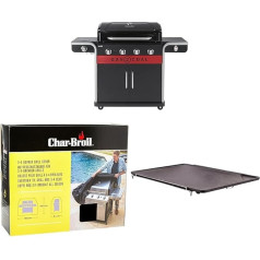 Char-Broil Gas2Coal 440 (2.0) Hybrid Grill - 4 & 140766 - Universal Weather Protection Cover for 3 & 4-Burner Gas Grill & 140 515 - Cast Grill Plate Attachment for Side Burner All Char-Broil Models