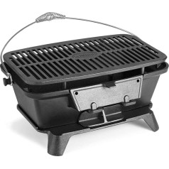 IRONMAX Large Outdoor Hibachi Grill Portable Charcoal Grill and Tabletop Cast Iron Pan 100% Cast Iron Durable Camping Grill Grate 16.5