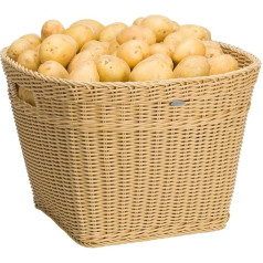 Saleen Multi-Purpose Basket with Side Handle Openings, Catering Safe, Square, 39 x 39 x 28.5 cm, Plastic Fibre, Light Beige, 02061030101