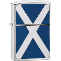 Zippo Scotland Flag Emblem Windproof Lighter - Brushed Chrome