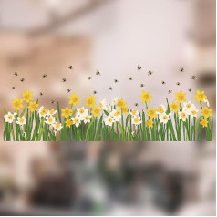Stickers4 SPR-ILLUSTDAFFODIL-BDR Daffodil and 25 x Bees Window Border Window Stickers for Glass