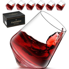 FAHIMEH Rum Glasses, Rotating Whisky Cognac Whiskey Glasses, Stemless Wobble Glasses, Tasting Wine Glass, Crystal Tumbler, Liqueur Glasses, Gin Glass, Personalised Men's Gifts, Set of 6, 300 ml