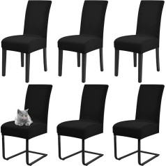 Pesonlook Chair Covers Set of 6, Elastic Dining Chair Covers, Spandex Seat Covers for Dining Room, Removable Washable Slipcovers for Hotel Restaurants (Black)