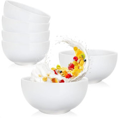 com-four® 6 x Ceramic Bowls, 600 ml, Cereal Bowl, Dessert Bowl, Salad Bowl, Ideal for Breakfast, Snacks and Desserts, Elegant Design for Any Occasion, Stackable (Pack of 6, Pure White)
