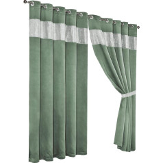 Sage Green Blackout Eyelet Curtains With Tie Backs Blackout Thermal Curtain 66