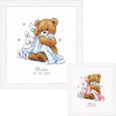 Vervaco Birth Record Teddy and Blanket Counted Cross Stitch Kit, Multi-Colour
