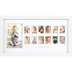 Pearhead Photo Moments Baby First Year Keepsake Frame, White