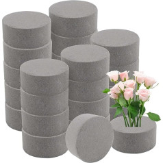 24 Pieces 3 Inch Round Flower Foam Blocks Grey Dry Foam Blocks Floral Arrangement Foam for Wedding Decoration and Crafts