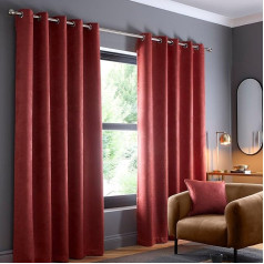 Fusion - Terracotta Curtains W90 x L108 (229 x 275 cm) - 2 Panels - Eyelet Curtain in Orange Red - Thermal Curtains for Bedroom/Living Room - Curtains & Curtains - Door Curtains - Strata Collection