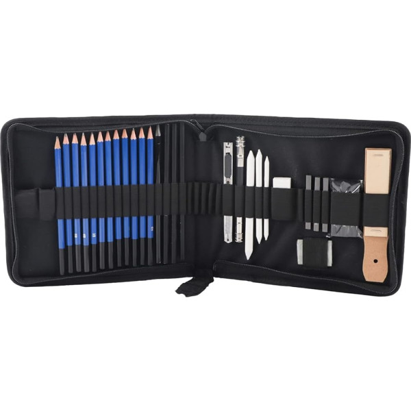 33 Pieces Professional Drawing Sets Sketching Pencils H&B Professional Sketching Drawing Pencils Kit Set Art Supplies Students Painting Tools and Kit Bag Graphite Charcoal Pencils Set