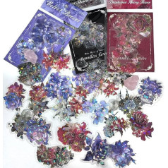 Scrapbook Accessories Stickers, 60 Pieces, Glitter Resin Set, Scrapbooking Stickers, Laser Bullet Journal Stickers, Transparent Decorative Stickers for DIY Photo Album, Diary, Scrapbooking,