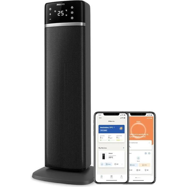 Philips Ceramic Fan Heater 5000 Series, Ceramic Heating Technology, AI Controlled for Energy Saving, Heats in 2 Seconds with 5 Integrated Safety Functions, App Control, Grey (CX5120/11)