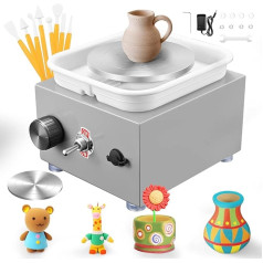 Mini Potter's Wheel, 2000 RPM Electric Pottery Wheel, Ceramic with Removable ABS Basin and 6.5/10 cm Turntable, Ceramic Machine for Ceramic Work, Ceramic, Clay Art, Craft, Gift, DIY