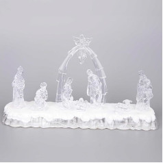 SHATCHI 32 cm Christmas Nativity Scene, Illuminated, LED, Musical Nativity Scene, Battery Operated, Table Decoration, Acrylic, Colourless, Angel Design 2
