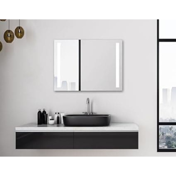 Talos Light LED Mirror, Warm White, Illuminated Bathroom Mirror, Glass Lighting for Pleasant Bathroom Light, Modern Design and High Quality Coating, 80 x 60 cm