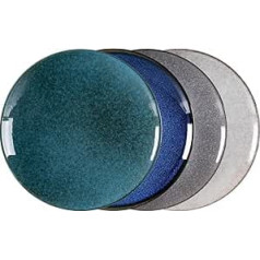 UNICASA Porcelain Dinner Plate, 26 cm Large Dinner Plates, Salad Plates, Set of 4, Vintage Blue/Green/Light Grey/Dark Grey