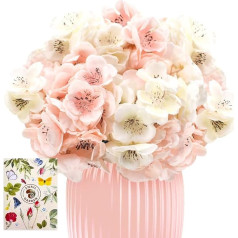 SnailGarden 2 Bouquets/24 Heads Hydrangea Artificial Flowers, Silk Flowers Hydrangea with 1 Greeting Card, Hydrangea Flower Decoration for DIY Flower Arrangements, Wedding, Home, Office, Decoration