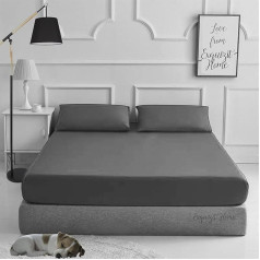 Plain Dyed Polycotton Percale Fitted Sheet with Matching 2 Pillowcases Easy Care Double Bed Sheet