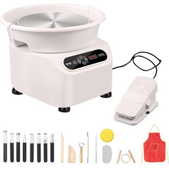 VEVOR Pottery Wheel, 25cm Pottery Molding Machine, 350W Electric Potter's Wheel with Foot Pedal & LCD Touch Screen, Direct Drive Ceramic Disc with Moulding Tools for DIY Crafts, White