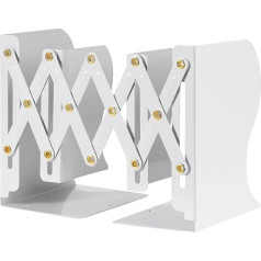 Adjustable Bookends, Metal Scalable Bookends, Retractable Book Holder, Expandable Bookshelf, Desktop Bookend, Telescopic Book Organizer for Home, Office, School, Library