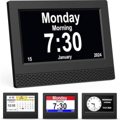 7 Inch Digital Calendar Clock for Seniors, Alarm Clock with Reminder Function, Clear Day/Date and Time, Large Display, Ideal for Dementia and Alzheimer's Patients