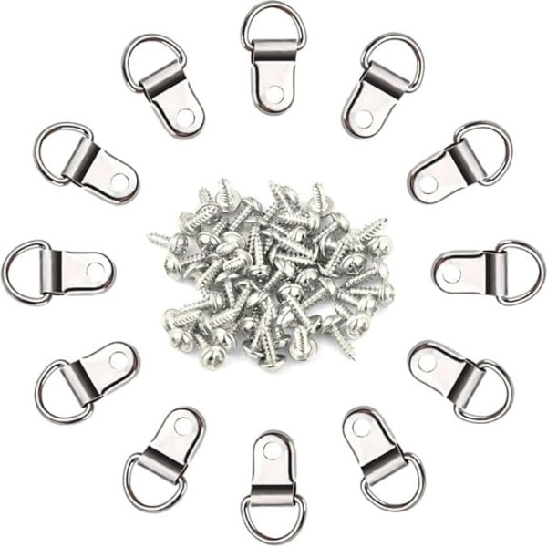 tuparka Pack of 50 D Ring Picture Frames Hanging Hangers with Screws for Picture Hanging Decoration Home