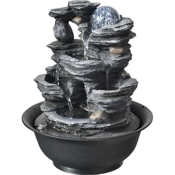 Zimmerbrunnen Wasserfall Fortune Feng Shui Kugelbrunnen Zirkulation Wasserspiele Kleine Steingarten Büro Desktop Fließendes Wasser Ornamente Tischbrunnen