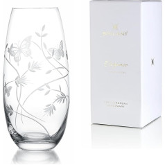 BRILANT Butterfly Glass Vase Cylinder Round High Glass - Flower Vase Modern, Cylinder Vase, Transparent Vase for Elegant Accents (25 cm)