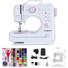Sewing Machine for Beginners and Children, 12 Stitch Patterns, Small Sewing Machine with Foot Pedal, Electric Sewing Light, with Sewing Kit (Purple)