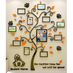 Wall Sticker Tree 3D DIY Wall Sticker Family Picture Frame Photo Dog Sticker Wall Art Wall Decoration for Bedroom Living Room Children's Room Home Nursery