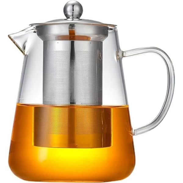 Glass Teapot with Stainless Steel Strainer for Easy Pouring (1300 ml)