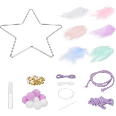 PATIKIL DIY Dream Catcher, Star Dream Catcher Craft Set, Handmade Dream Catcher Kit, Feather Pompom Beads for Wall Decoration, Ornament, Craft, Purple