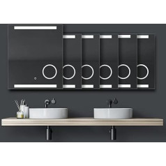 Talos King LED Bathroom Mirror 60 x 70 cm with Lighting - Wall Mirror with Illuminated Cosmetic Mirror - Mirror with Neutral White Light - Illuminated Bathroom Mirror with Digital Clock