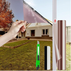 Opaque Window Film, 75 x 400 cm, Mirror Film, Window Privacy Screen, Brown Film, Anti-Peep Window Film, Opaque from Outside, UV Film, Window Heat Protection for Living Room, Office