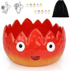Slub Bowl, Knitting Bowl with Crochet Accessories, Cute Handmade Ceramic Flame Yarn Bowls for Crocheting, Nice Gift for Crocheters, Knitters (16cm*16cm*10cm)