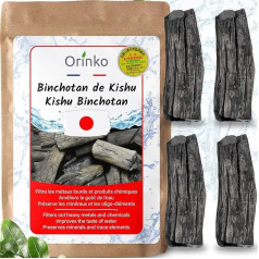 ORINKO Kishu Binchotan 4X (100g) - Japanese Activated Carbon Water Filter from Wakayama - Natural Water Purification for Carafes - High Quality Ubame Oak