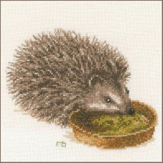 Lanarte PN-0175611 MB Hedgehog Counted Cross Stitch Kit, Cotton, Multi-Colour, Approx. 20 x 16 cm / 8 x 6.4 Inches