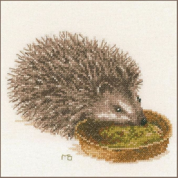 Lanarte PN-0175611 MB Hedgehog Counted Cross Stitch Kit, Cotton, Multi-Colour, Approx. 20 x 16 cm / 8 x 6.4 Inches